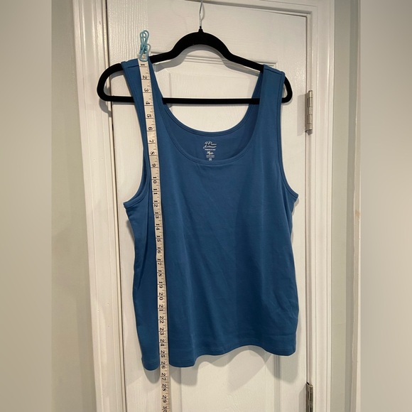 NWOT J. Crew Perfect Fit Size 2X Blue Scoop Neck Cotton Tank Top Stretch Lined - Picture 7 of 11